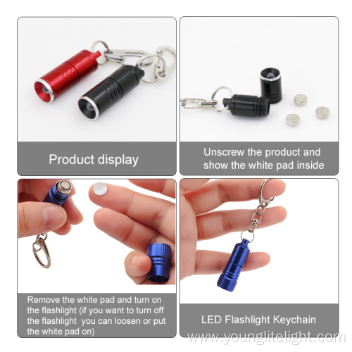 LED keychain light with button cells keychain flashlight